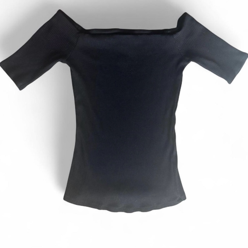 H&M Black Ribbed Off The Shoulder Top